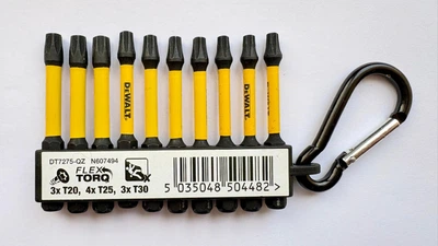 НАБІР УДАРНИХ БІТ НАКОНЕЧНИКІВ 57мм DeWALT 1/4 TORX DT7275, 10 штук