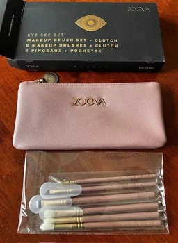 Набор кистей для макияжа глаз ZOEVA Eye See Vegan Luxe розовый с клатчем 7 предметов