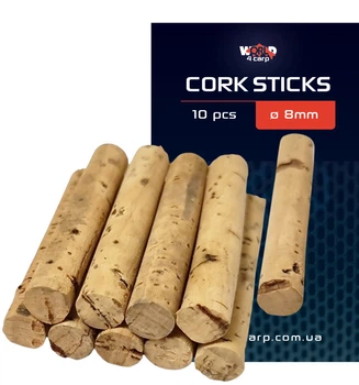 Пробкові палички для рыболовлі W4C CORK STICKS Ø 8 мм, 10шт
