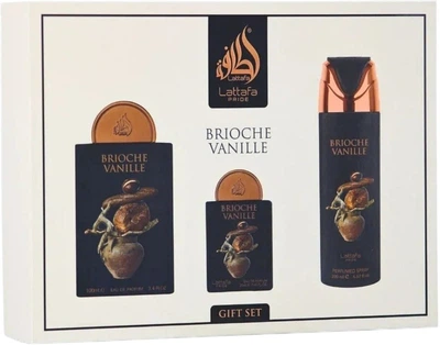 Набір унісекс Lattafa Brioche Vanille Парфумована вода 100 мл + Мініатюра Парфумована вода 20 мл + Дезодорант-спрей 200 мл (6290362347194)