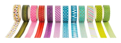 Набір для творчості Colorations кольорові стрічки з візерунками Washi 12 x 975 см (5710903615496)