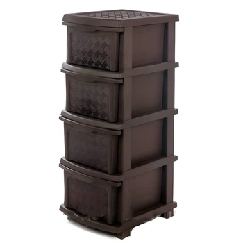 Пластиковый R-plastic комод Компакт с цельнолитыми ящиками на 4 яруса R-plastic коричневого цвета