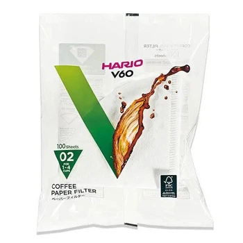 Фільтри паперові для пуровера HARIO V60 Розмір 02 (1-4 чашки) 100 шт білі