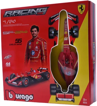 Металева модель автомобіля Bburago Racing Kit Ferrari SF-24 болід F1 Carlos Sainz #55 масштаб 1:24 18-26857 (4893993268573)