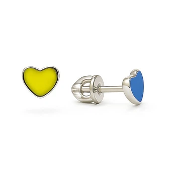 Серьги-пусеты (гвоздики) серебряные Сердце с эмалью Silver Style (308725.00 sku:2300103068661)