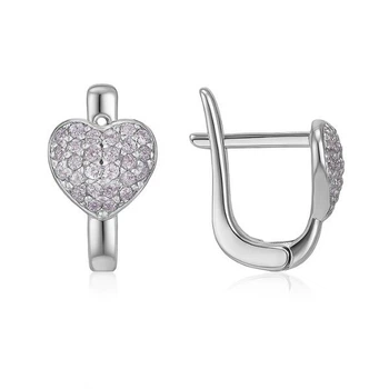 Серьги серебряные Сердце с фианитами Silver Style (241112.10 sku:2300104014032)