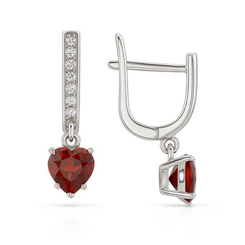 Серьги серебряные Сердце с россыпью Silver Style (249636.55 sku:2300103945054)