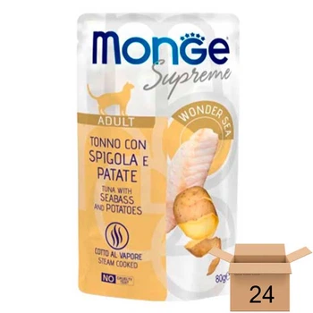 Вологий корм Monge Supreme Adult Тунець з сибасою та картоплею (пауч), 80 грам - 24 шт 70006798-24sht