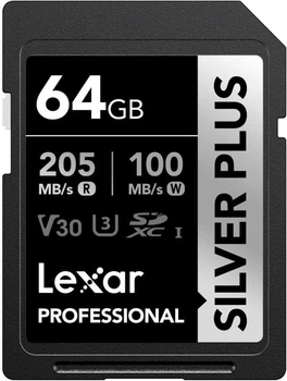 MicroSDXC Lexar 64 GB SDXC Professional Silver Plus UHS-I U3 V30 Class 10 (LSDSIPL064G-BNNNG)