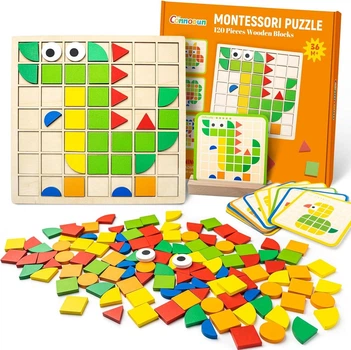 Деревянная головоломка танграм для детей Commodum Montessori, геометрические фигуры, 120 элементов