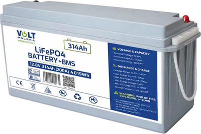 Акумуляторна батарея Volt Polska LiFePO4 12.8V 314Ah 200A BMS (6AKLI20M31)