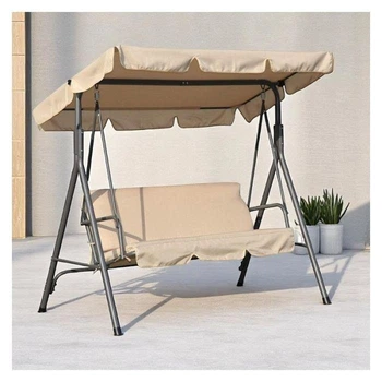 Садовые качели Ecarla 3‑местные, бежевые металл + полиэстер, 172×110×154 см, 240 кг