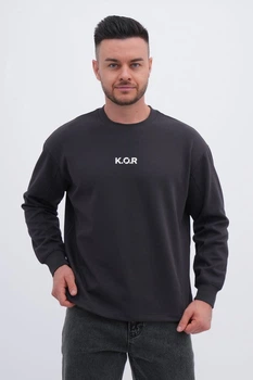 Свитшот с принтом K.O.R 1002 Темно-серый 2XL