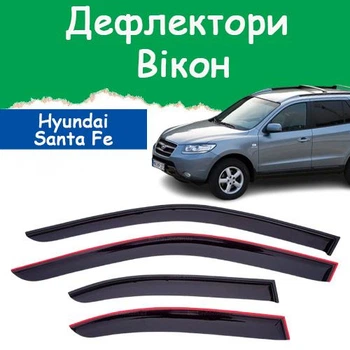 Дефлекторы боковых окон Hyundai Santa Fe II Хюндай Санта Фе 2 2006-2012 ветровики