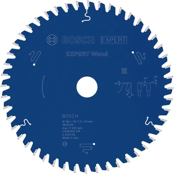 Пильный диск Bosch Expert Wood 165Х20х1.8/1.3 мм, 48Т (2608902218)