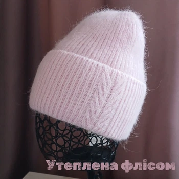 Шапка женская зимняя Ангора 50% теплая подкладка флис 53-57 см лиловый нежная сирень (1217F)
