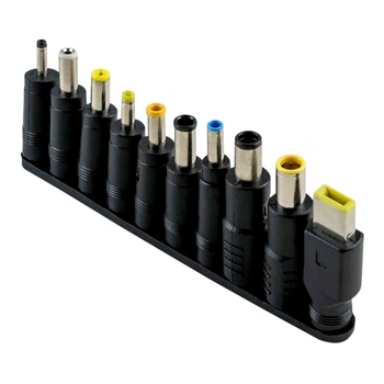 Кабель Type-C to DC поддержка быстрой зарядки PD65W 5.5х2.1 mm (+ 10 переходников) длина 1.8m Black