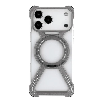 Панель-накладка Titanium ArmorX MagSafe для Apple iPhone 17 Pro вбудований 360° поворотний тримач Silver