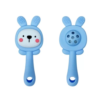 Силиконовый прорезыватель-погремушка "Зайка" Mega Zayka MGZ-0427(Blue)