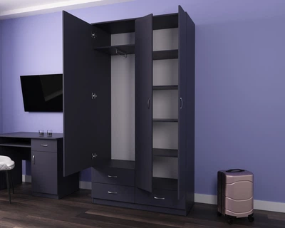 Шкаф платяной с полками и ящиками Kontinent ГКШ 8 Антрацит 112х48х210 см
