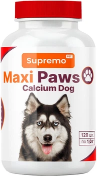 Вітаміни Supremo Maxi Paws з кальцієм для собак, таблетки 120 шт. х 1.0 г (4820275973641)