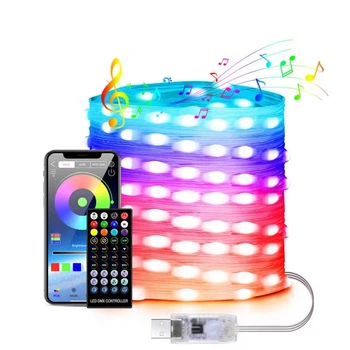 Гірлянда світлодіодна LED Smart 5 м з Bluetooth керуванням через додаток вулична водонепроникна з USB живленням