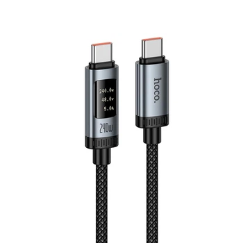 Кабель HOCO U148 Lord digital display charging data cable Type-C to Type-C 240W 5A 1.2m Black