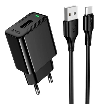 Адаптер мережевий HOCO Type-C cable Leader single-port charger set CS91A |1USB, 10.5W/2.1A|