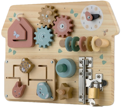 Бізіборд сенсоричний Nukido NK-859 будинок дерев’яний 785900 (5903890622244)