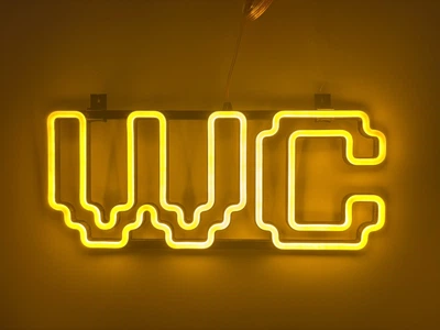 Неоновая вывеска WC 420x170 Желтый