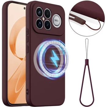 Защитный чехол Deexe Silicone Case with MagSafe для Xiaomi Poco F8 Ultra - Wine Red