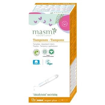 Органические тампоны Super Plus с аппликатором Masmi 12 шт. 8432984000295