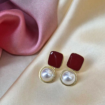 Сережки жіночі з підвісками 3х1.5 см jewelry Бордові