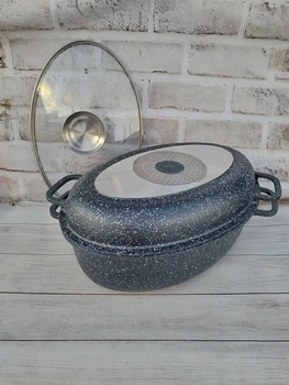 Утятница с жаровней Styleberg ST-3034 с мраморным антипригарным покрытием 7 л/3.49 л 3 предмета Черный