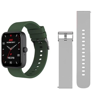Смарт-часы 2E Alpha SQ Music Edition, 46mm, IP68, BT5.2, 300mAh, black/green+ ремінець сірий UA UCRF