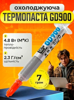 Термопаста для відеокарт і процесорів 7г в шприці Thermal Grease GD900