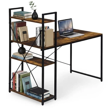 Biurko komputerowe ModernHome by Multistore 120 x 60 cm 3 półki Postarzany orzech (TH-SD-7-16)