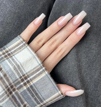 Накладні нігті Nail пудрове молоко, форма квадрат, довгі, 24 шт