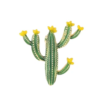Брошь женская BROCHE бижутерия Растения Кактус зелёная BRBF113560