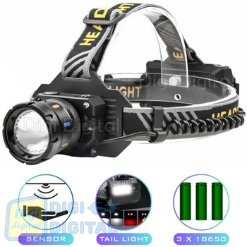 Фонарь налобный BL-T701D-TG, Motion Sensor, 3x18650, Power Bank, ЗУ Type-C, zoom