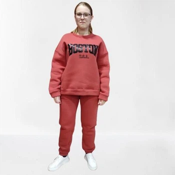 Костюм женский спортивный флис свитшот штаны 48 терракот