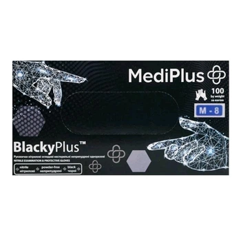 Перчатки нитриловые черные MediPlus 100 шт M (1995)