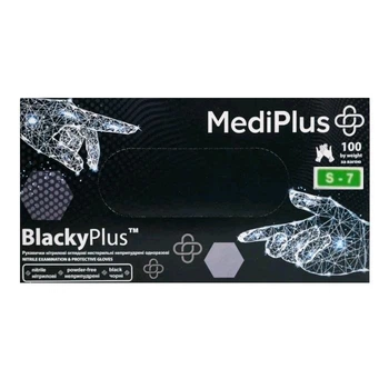 Перчатки нитриловые черные MediPlus 100 шт S (1980)