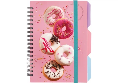 Блокнот з розділювачами B6 100арк пласт обкл спираль клітинка Cupcake OPTIMA