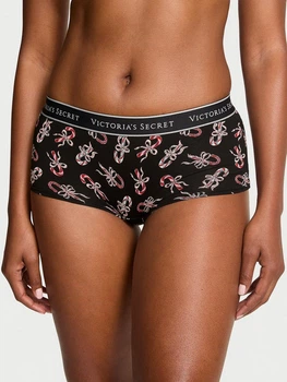 Женские трусики шортики Victoria’s Secret (38199761323) Logo Cotton Boyshort S черные