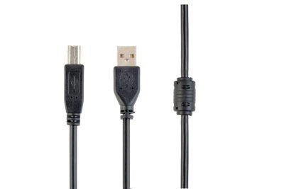 Кабель USB 2.0 AM - USB BM, 1.5 м, чорний, Cablexpert, феритовий фільтр (CCFB-USB2-AMBM-1.5M)