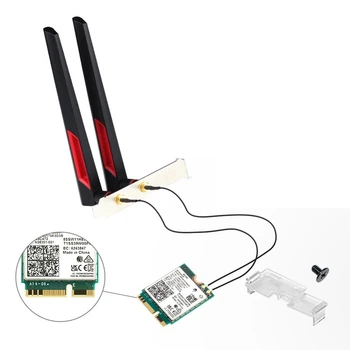 Сетевая карта M.2, Fenvi FV-BE200NG Kit, WiFi 7 (до 8800 Mbps), bloetooth 5.4, Intel BE200, планка с двумя внешними антеннами (!!!