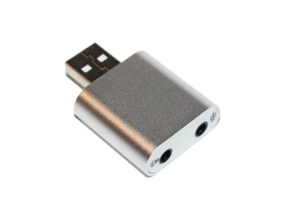 Звуковая карта USB 2.0, 7.1, Dynamode C-Media 108, серебристый, 90 дБ, EAX2.0 / A3D1.0, алюминиевый корпус, Blister