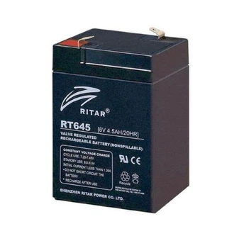 Аккумуляторная батарея Ritar, 6V, 4.5 Ач, AGM, F1, 99x70x47 мм, 0.8 кг (RT645)