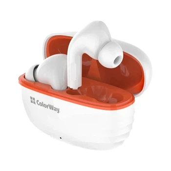 Навушники бездротові ColorWay Earbuds TWS 5, білий, bloetooth 6.0, мікрофон, динаміки 10 мм, сенсорне керування, кейс для